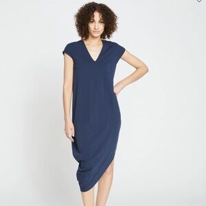 Universal Standard Women's Size Medium Iconic Geneva V Neck Dress Navy Blue Midi